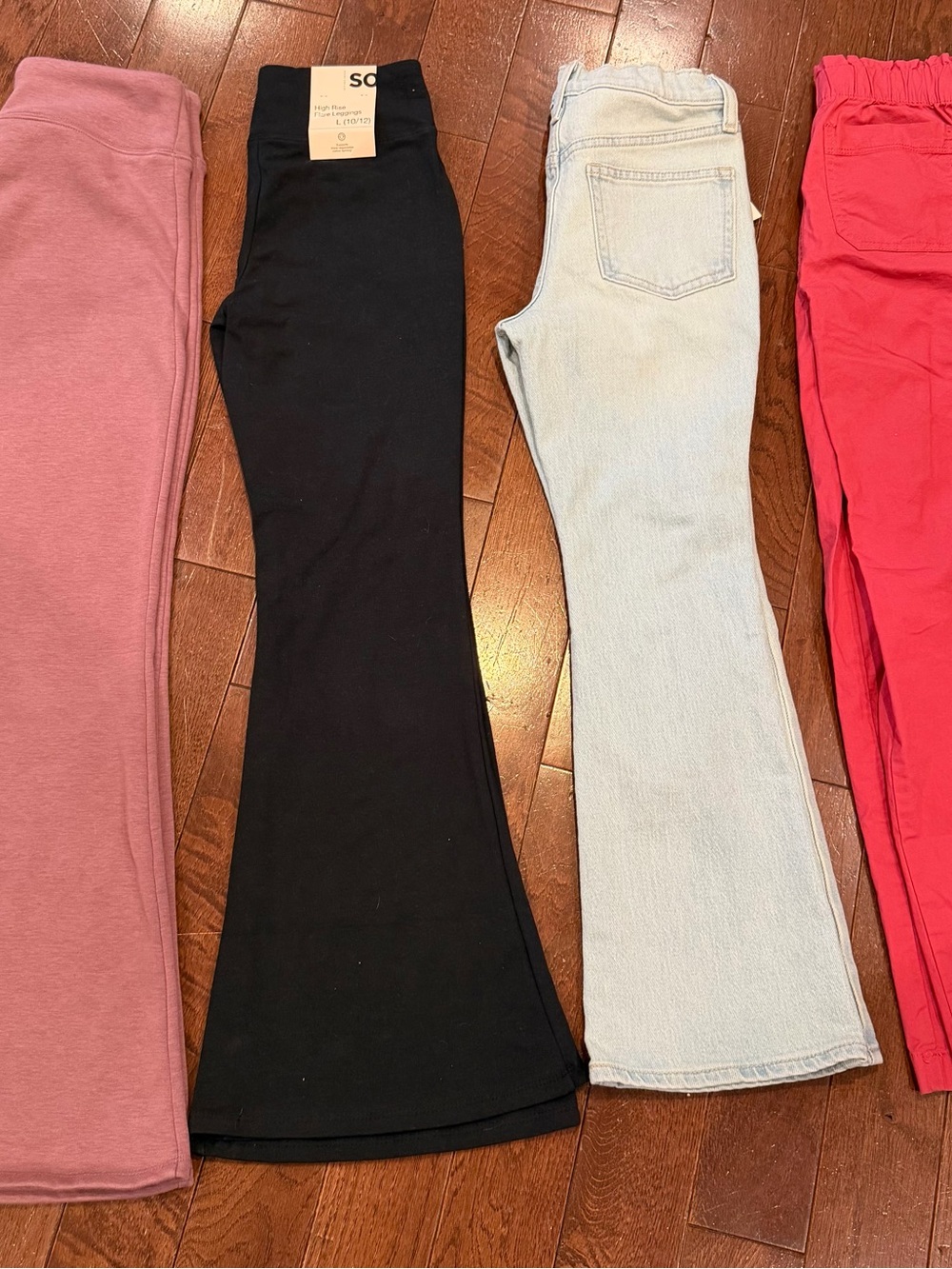 LOT of Girls Size 10/12 Pant 4 PAIR Black Flare Leggings & Sweats Jeans & Cargos